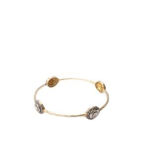 Designer Womens Gold Plated 925 Silver Polki Diamond Station Bangle 2.5" 13.2g